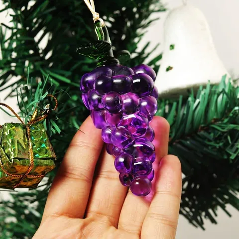 Colgante de Cristal para Árbol de Navidad Forma de Piña Fresa Uva Con Cordón para Decoración de Jardín y Hogar
