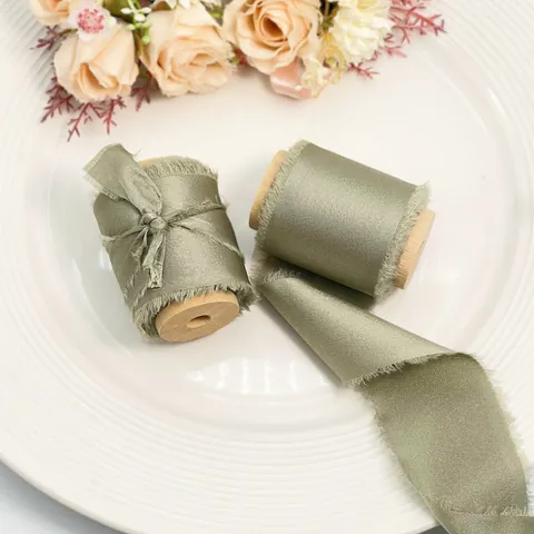 Cinta de Satén Hecha a Mano Con Borde Deshilachado Para Invitaciones de Boda Ramos Envoltura de Regalos DIY Artesanía