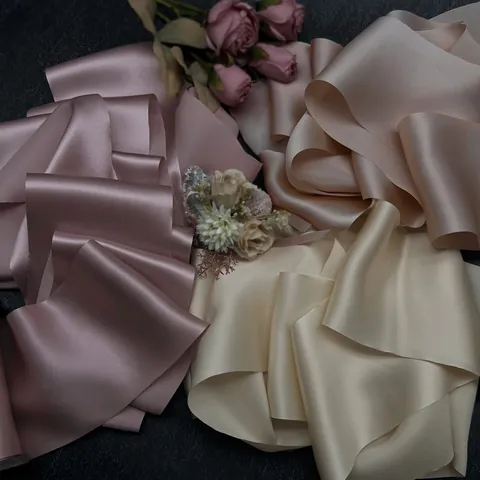 Cinta de Seda de Mora 100% con Borde en Bruto de Satén para Accesorios de Cabello DIY Regalo Boda Decoración Artesanía