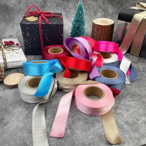 Korean Luxury Single Sided Satin Ribbon With Pressed Edge For High End Gift Flower Packaging High Density Polyester DIY Ribbon