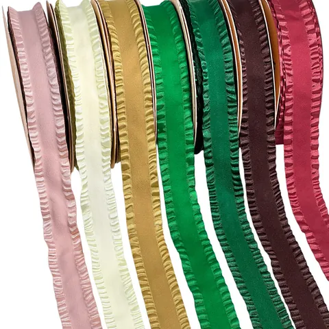 Single Sided Velvet Ruffled Edge Ribbon For DIY Hair Accessories Gift Wrapping Floral Packaging Clothing Decoration Handmade Material