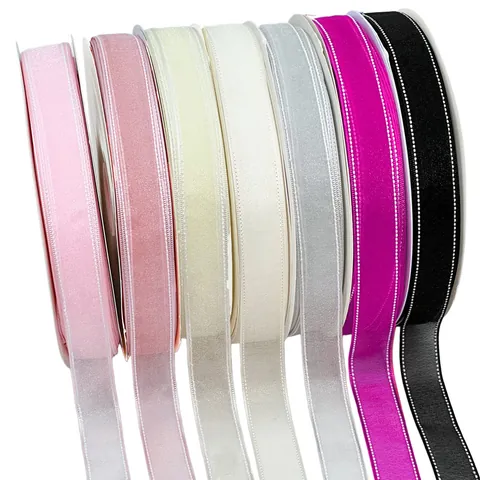 Bloemen Maas Lint Met Jump Stitch Rand Voor Cadeau DIY Ambachten Haarstrikken Accessoires Veelkleurig Nylon