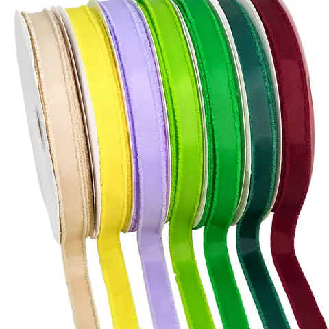 Frayed Edge Ribbed Ribbon Polyester Fringed Grosgrain Ribbon For Gift Wrapping Floral Bouquets DIY Crafts Wedding Decor