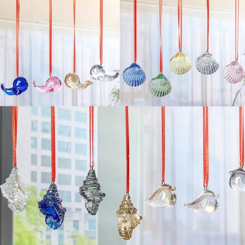 Cartoon Animal Bird Dolphin Shell Starfish Crystal Glass Hanging Ornament Garden Wind Chime Suncatcher Home Decor Gift