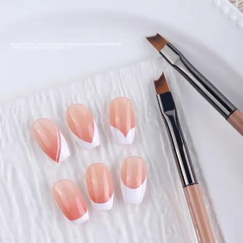Pennello per Nail Art Mezzaluna Francesa Manico in Acrilico Ambra Sfumato per Pittura Manicure Pattern Petali DIY Salon