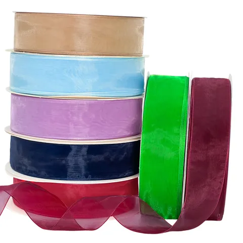 Polyester Organza Ribbon Sheer Chiffon Webbing For Flower Packaging Gift Wrapping Wedding Party DIY Decorative Bows Decor