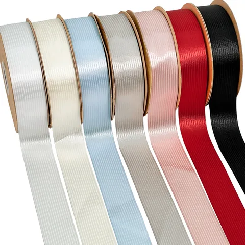 Single Sided Striped Satin Ribbon Polyester Decorative Ribbons For DIY Hair Bows Accessories Wedding Party Gift Decoration