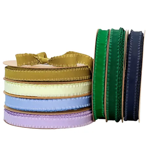 Double Sided Velvet Ruffled Ribbon Pleated Trim For Gift Wrapping DIY Bows Wedding Party Decoration Floral Packaging Accessory