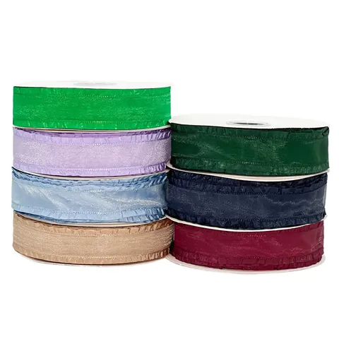 Polyester Ruffled Chiffon Ribbon Pleated Wave Edge Decorative Webbing For Gift Wrapping Flower Packaging DIY Hair Bows Wedding Party Accessories