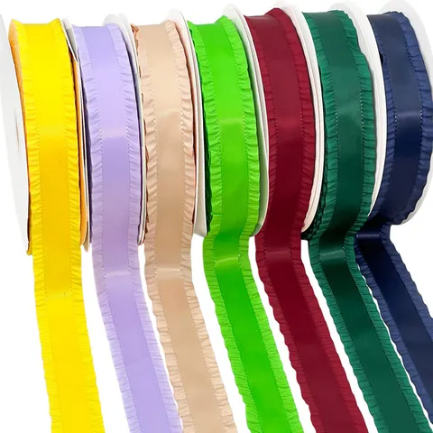 Ruffled Polyester Ribbon Pleated Edge Decorative Webbing For DIY Hair Bows Clothing Accessories Gift Flower Wrapping Bouquet Packaging