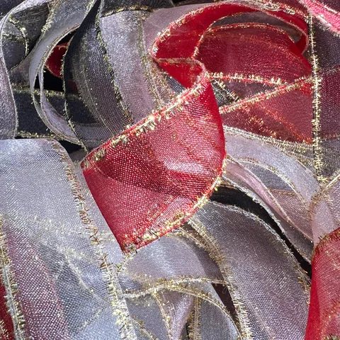 Korean Style Gold Edge Organza Ribbon Metallic Fringe Sheer Chiffon Ribbon For Gift Wrapping Bouquet Hair Bow Decor Wedding Party DIY Crafts