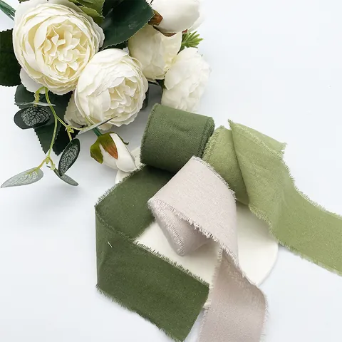 Handmade Frayed Edge Cotton Ribbon For Bouquet Wedding Decoration Gift Wrapping Vintage Hand Torn Fringe Ribbon