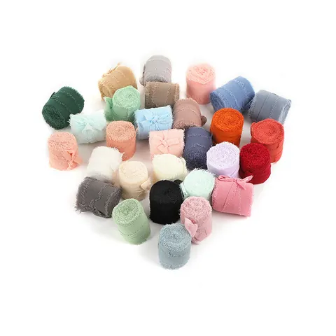 Chiffon Ribbon Raw Edge Handmade Frayed Silk Like Ribbon For Wedding Bouquets Invitations Gift Wrapping DIY Crafts Party Decoration