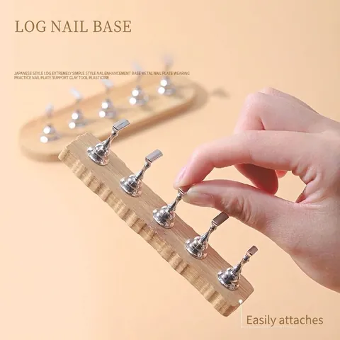 Japanese Log Nail Art Practice Stand Set Magnetic Alloy Nail Tip Holders For Manicure Training And Display Gold Silver Manicure Tools