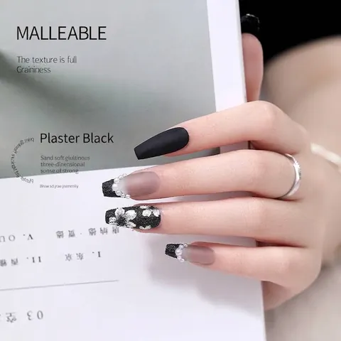 Gel di Gesso per Unghie a Rilievo 3D Senza Risciacquo UV LED Gel Scultoreo Trama di Sabbia Opaca per Nail Art Barocca 5g Nero Bianco
