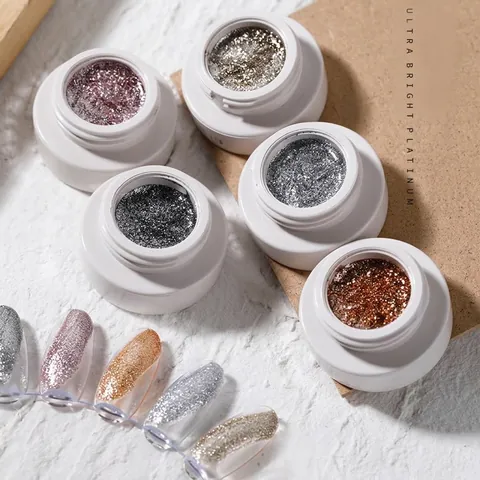 High Density Platinum Nail Polish Gel Brilliant Glitter Drawing Line Painting UV LED Soak Off Gel For Manicure Art Decoration