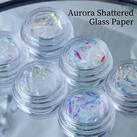 Aurora Laser Glass Paper Shards Irregular Nail Art Stickers Holographic Foil For DIY Nail Decoration Manicure Accessories