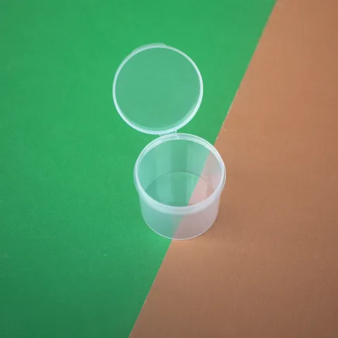 Round Clear PP Plastic Storage Box With Integrated Flip Lid High Transparency Mini Round Container For Beads Jewelry Crafts