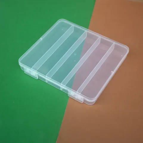 Tragbare 5 Fächer Transparent PP Kunststoff Angeln Köder Box Haken Zubehör Lagerung Organizer Koffer Mit Schnallen Deckel