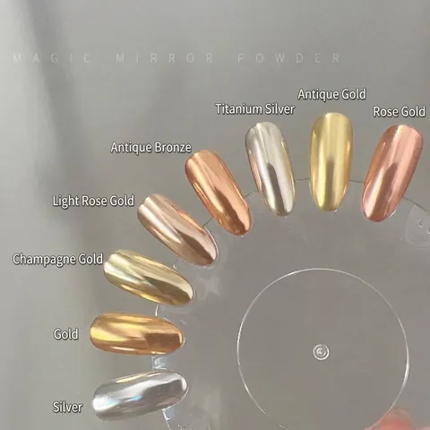 Metallic Magic Mirror Nail Powder High Gloss Chrome Effect Nail Art Glitter Dust For Manicure Decoration Multi Colors