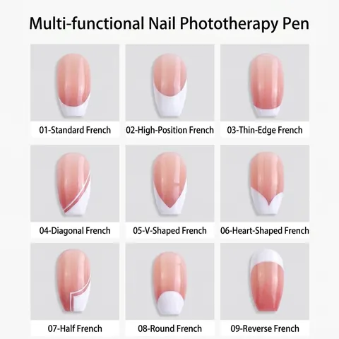 Pennello per Nail Art Mezzaluna Francesa Manico in Acrilico Ambra Sfumato per Pittura Manicure Pattern Petali DIY Salon