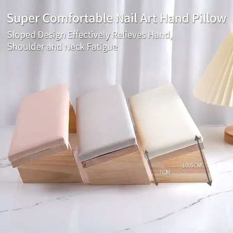 Reposabrazos Profesional para Uñas Estilo Ruso Cojín para Manos Con Soporte de Madera Ergonómico Cuero PU Inclinado para Manicura Salón Hogar