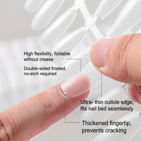 Faux Ongles Professionnels Ultrafins Sans Trace en Acrylique Mat Dépoli à Presser Formes Multiples pour l'Extension des Ongles Outil de Manucure Décoratif