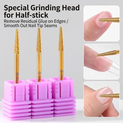 Professional Tungsten Steel Nail Drill Bit Titanium Nitride Coating Cuticle Remover For Manicure Pedicure Nail Art Accessories