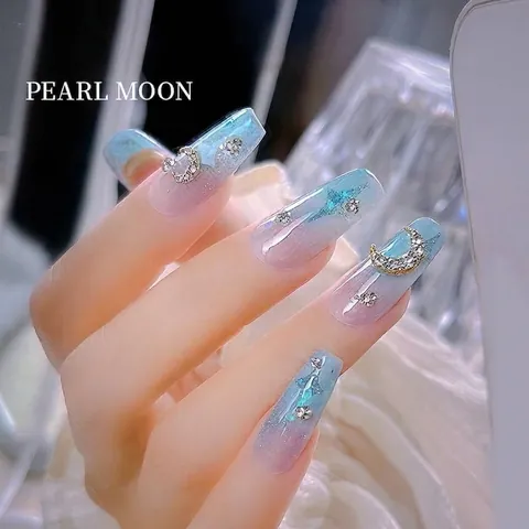 Amuletos de Nail Art de Luna Creciente de Aleación Con Perla Artificial Diamantes de Imitación Joyas para Uñas 3D Suministros de Decoración de Manicura DIY