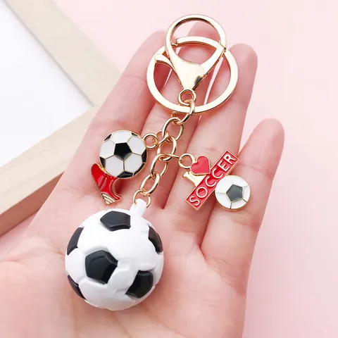 Sports Keychain Souvenir 3D Simulation Football Basketball Tennis Volleyball Rugby Keychain With Shoe Charm Pendant Sport Jewelry Gifts