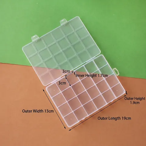 Fixed 24 Grids Transparent Plastic Storage Box For DIY Jewelry Beads Earrings Small Parts Organizer Case Container
