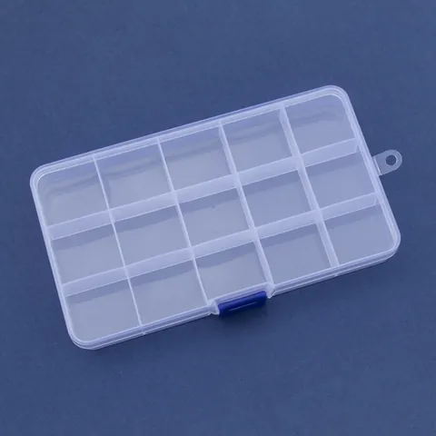 Multi-Gitter Transparent Kunststoff Aufbewahrungsbox Für Schmuck Perlen Nagelkunst Zubehör Organizer Mit Blauem Verschluss