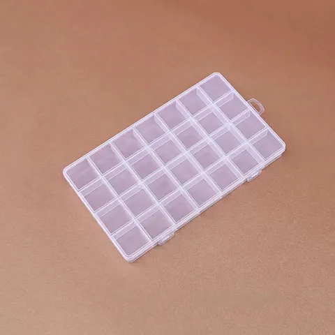 28 Grids Clear Plastic Storage Box Fixed Compartment Jewelry Bead Organizer Case For DIY Craft Accessory Hair Band Packing Box