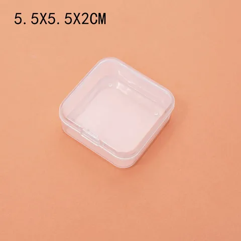 Square Transparent PP Plastic Storage Box Mini Jewelry Case Portable Flip Top Earplug Organizer Small Parts Packaging Box