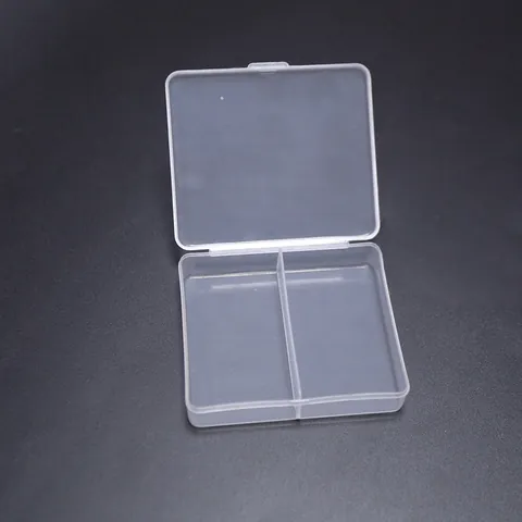 Scatola di Immagazzinaggio in Plastica PP Trasparente a 2 Scomparti Mini Organizer per Gioielli e Parti Con Coperchio Contenitore Portatile