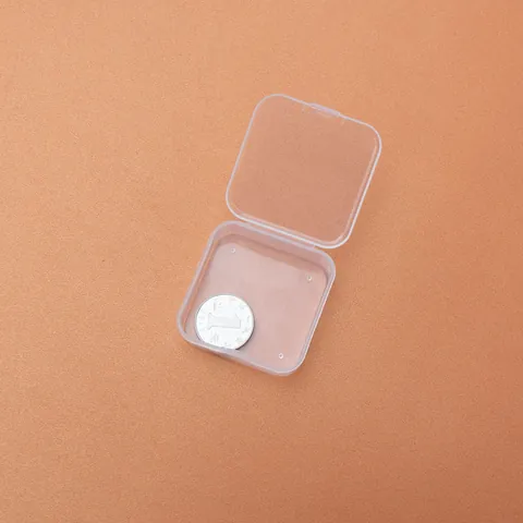 Square Transparent PP Plastic Storage Box Mini Jewelry Case Portable Flip Top Earplug Organizer Small Parts Packaging Box