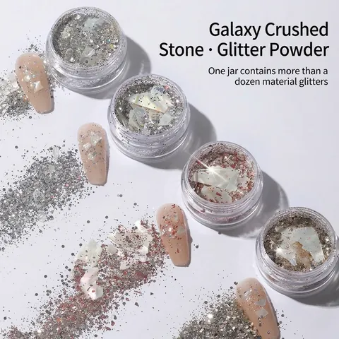 Dromerige Galaxy Nageldecoratie Kit Gemengde Glitters Pailletten Onregelmatige Schelpstukken Verpletterde Stenen Sprankelende Manicure DIY Accessoires