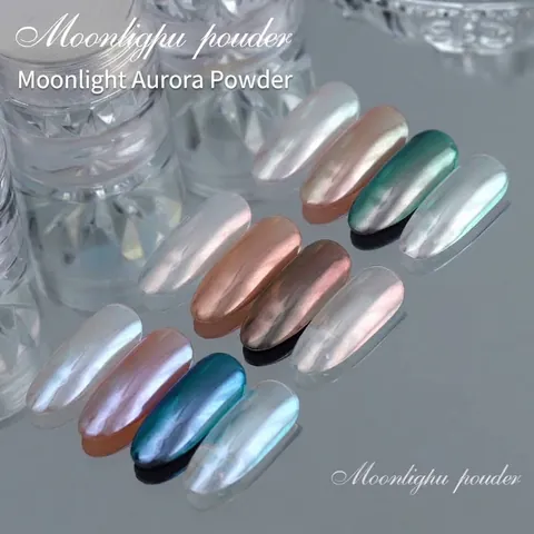 Nail Art Moonlight Aurora Powder Mirror Chrome Effect Polarized Glitter Dust For Resin Nail Decoration DIY Manicure Accessory