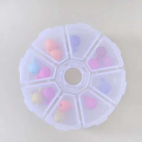 Caja de Almacenamiento Redonda de Plástico PP Transparente con 8 Compartimentos Pastillero Portátil Organizador de Joyas Contenedor para Accesorios Pequeños