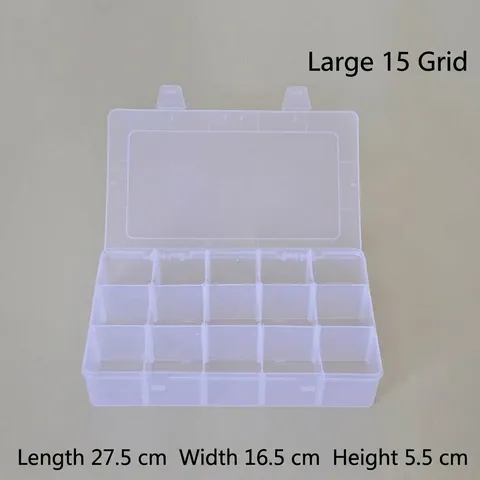 15 Grids Transparent PP Plastic Storage Box With Removable Dividers Large Adjustable Compartment Organizer For Makeup Jewelry Craft Tools Desktop Stationery Storage