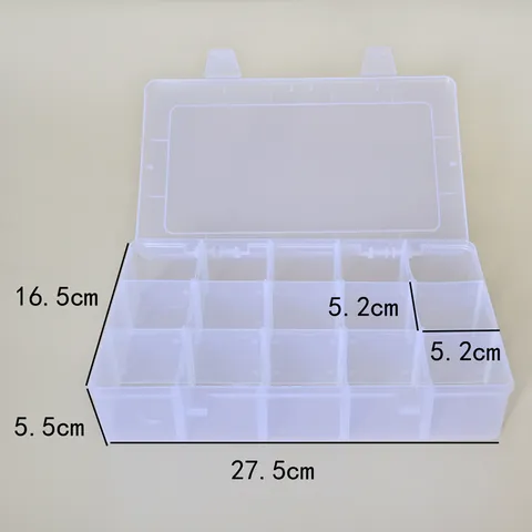 15 Grids Transparent PP Plastic Storage Box With Removable Dividers Large Adjustable Compartment Organizer For Makeup Jewelry Craft Tools Desktop Stationery Storage