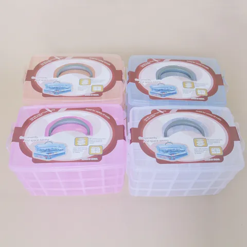 Mehrschichtige Tragbare Kunststoff Aufbewahrungsbox Mit Abnehmbaren Fächern Für Schmuck Make-Up Handwerk Werkzeuge Organizer Box
