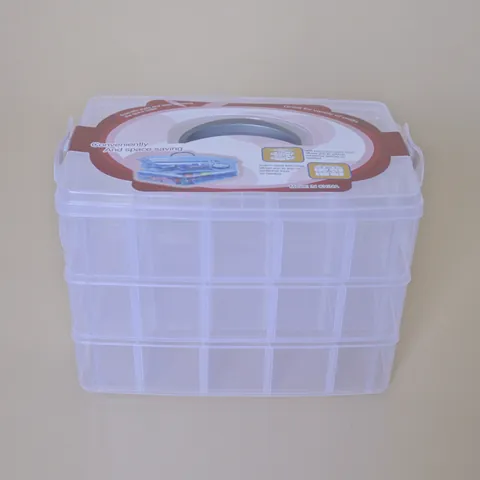 Tragbare Mehrschichtige Verstellbare Fach Kunststoff Aufbewahrungsbox Klarer Schmuck Spielzeug Organizer Koffer Mit Griff