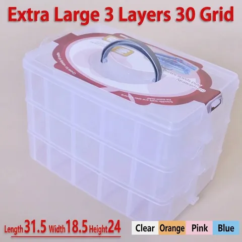 Large Multi-Layer Portable Storage Box Clear Detachable Organizer Case With Handle For Toys Jewelry Makeup Crafts Storage Box