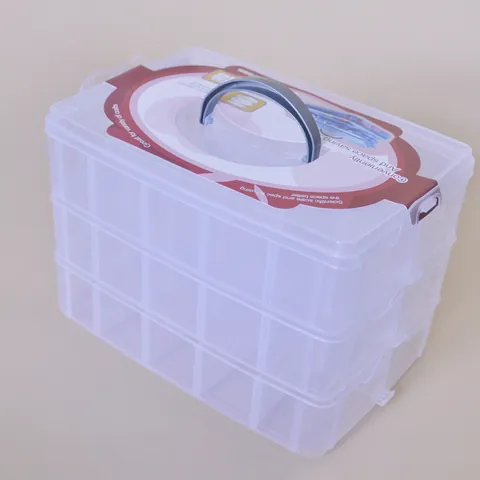 Large Multi-Layer Portable Storage Box Clear Detachable Organizer Case With Handle For Toys Jewelry Makeup Crafts Storage Box