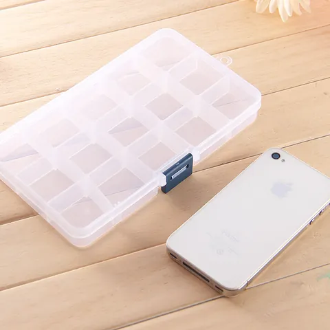 15 Gitter Transparent Kunststoff Aufbewahrungsbox Mit Abnehmbaren Trennwänden Schmuck Angelgerät Organizer Fall Universal Gitter Box