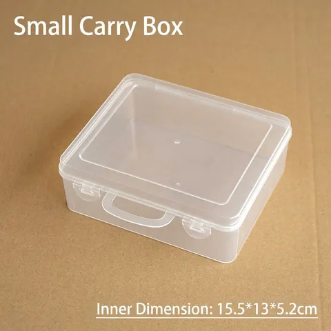 Transparent Portable Plastic Storage Box With Handle And Lid Clear Organizer Case For Stationery Toys Small Parts Home Office