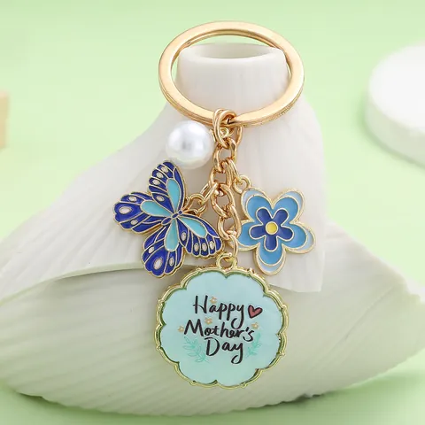 Muttertag Legierung Emaille Schmetterling Blume Künstliche Perle Schlüsselanhänger Rucksack Ornament Geschenk Für Mama