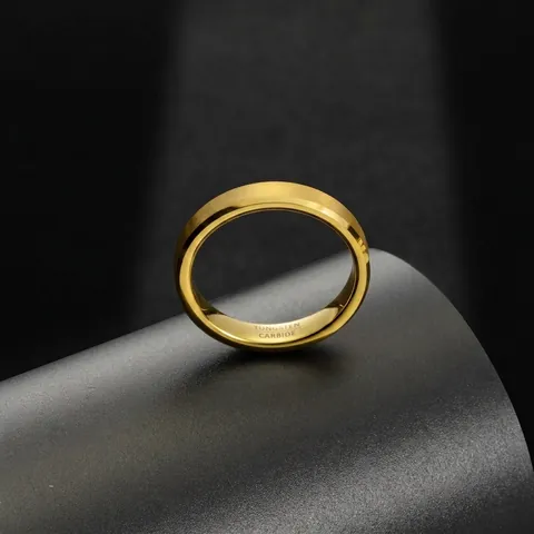 Minimalist Gold Plated Tungsten Carbide Ring For Men Women Simple Brushed Polished Wedding Band Unisex Personalized Jewelry Gift
