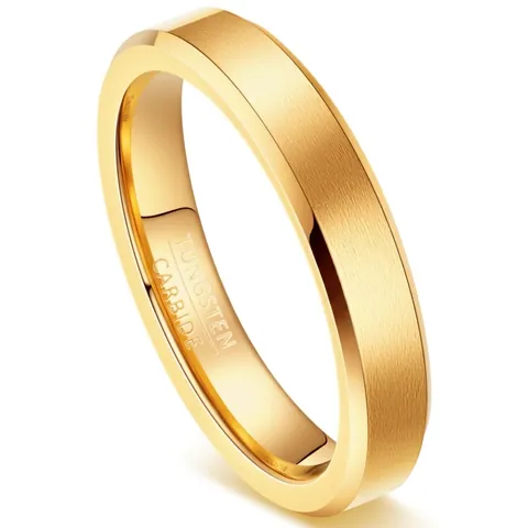 Minimalist Gold Plated Tungsten Carbide Ring For Men Women Simple Brushed Polished Wedding Band Unisex Personalized Jewelry Gift